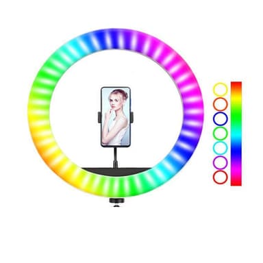RGB LED -rengasvalo, halkaisija 30 cm, matkapuhelinjalusta, 5:ssä portaassa himmennettävät 19 valoa, selfie-lamppu, rengasvalo