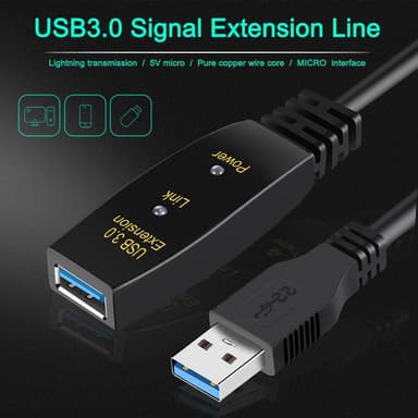 NÖRDIC aktiivinen 5 m USB3.1 -jatkojohto, 5 Gb/s laajennus, USB A uros–naaras laitteille Xbox, PS5, Oculus, tulostin, skanneri, Playstation, VR