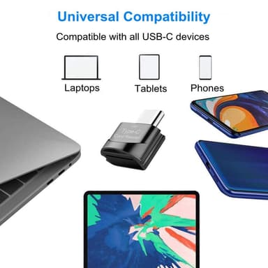 NÖRDIC USB-C 3.1 kortinlukija avaimenperällä 5Gbps TF, MicroSD, Micro SDHC, Micro SDXC 2TB UHS-I hopea