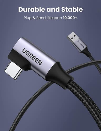 Ugreen Kulma USB C uros USB A 3.1 Mies Fast Charge 3A 5Gbps 1m