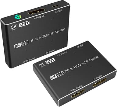 NÖRDIC 1-2 -jakaja 1xDisplayport 1xHDMI:hen ja 1xDisplayport 8K30Hz tuki MST:lle ja HDR:lle
