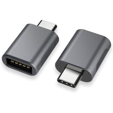 NÖRDIC USB-A 3.1 OTG naaras - USB C -urossovitin tietojen synkronointi ja lataus alumiini Space Grey