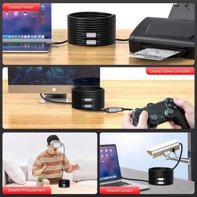 NÖRDIC Active 15m USB3.1 jatkokaapeli 5Gbps USB Uros-naaras Xbox, PS5, Oculus, tulostimelle, skannerille, Playstationille, VR USB-jatkokaapelille