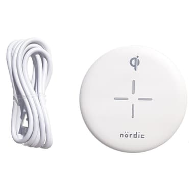 NÖRDIC Qi-sertifioitu langaton pikalaturi 10 W, Android ja Apple, valkoinen