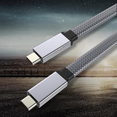 NÖRDIC 1 m litteä ja ohut kaapeli USB3.2 Gen2 USB-C to C -pikalataus Power Deliveryllä PD100W 5A 10Gbps 4K 60Hz ja Emarker