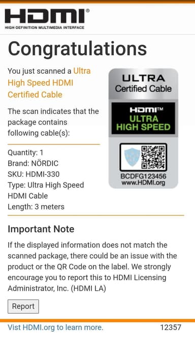NÖRDIC CERTIFIED KAAPELIT 3m Ultra High Speed ​​​​HDMI2.1 8K 60Hz 4K 120Hz 48Gbps Dynamic HDR eARC VRR nailonpunottu kaapeli kullattu erittäin kestävä