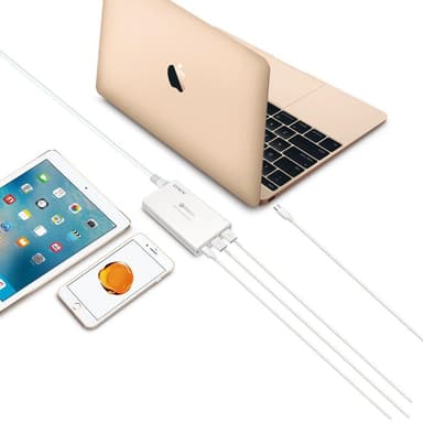 NÖRDIC 1x USB C -latausasema 40 W Power Delivery 3.0, 2x USB A QuckCharger QC3.0, yhteensä 40 W