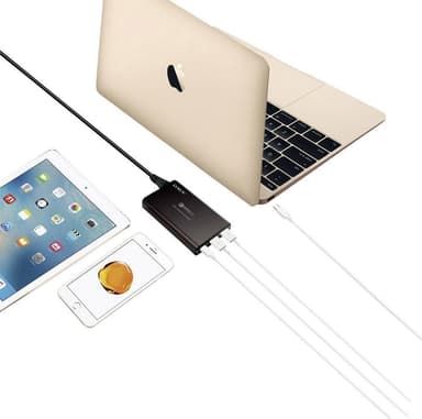 NÖRDIC 1x USB C -latausasema 40 W Power Delivery 3.0, 2x USB A QuckCharger QC3.0, yhteensä 40 W
