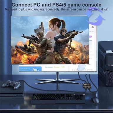 NÖRDIC HDMI-kytkin 2 - 1 8K60Hz 4K120Hz 48Gbps HDR HDCP2.3 Surround 7.1 CEC