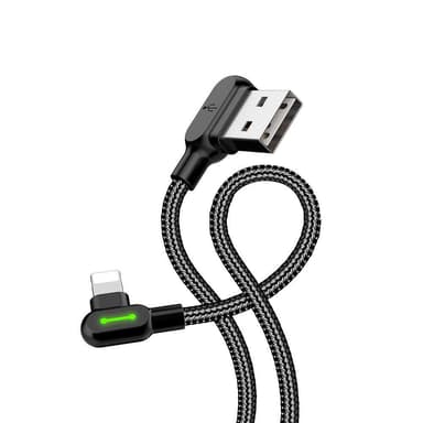Mcdodo CA-4674 vino Apple Lightning (ei MFI) vinoon USB A -kaapeliin, synkronointiin ja nopeaan lataukseen, LED, musta, 50 cm