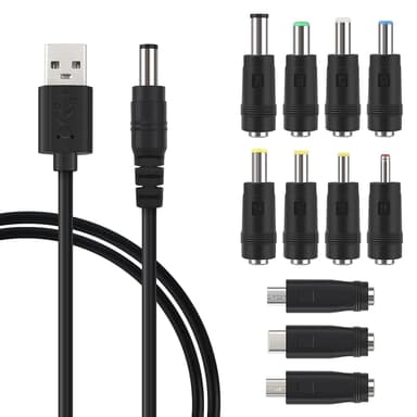 NÖRDIC 1m virtajohto USB DC 11 liittimellä USB DC Power
