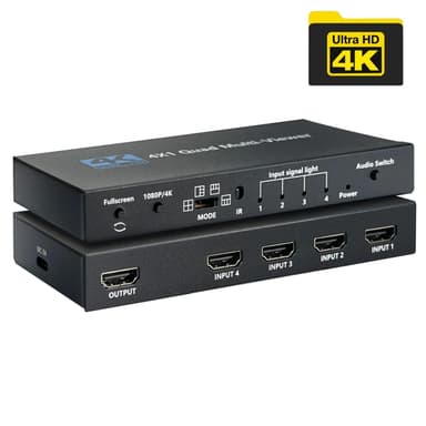 NÖRDIC HDMI skaalauskytkin 4-1 Multiviewerilla 4K30hz HDCP1.4