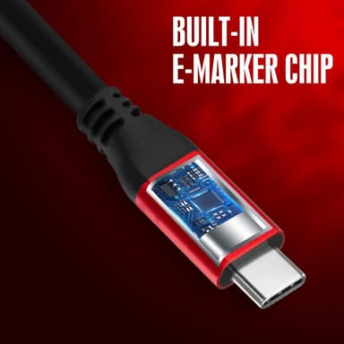 NÖRDIC 2,5 m USB3.2 Gen2 SuperSpeed ​​​​USB 10 Gbps USB-C–C nylon-punottu kaapeli Power Delivery 100 W, 4K60 Hz video ja Emarker