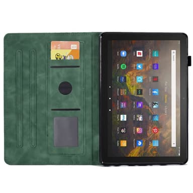 SKALO Amazon Fire HD 10/10 Plus (2021) Embossed PU-nahkainen Lompakkokotelo - Vihreä