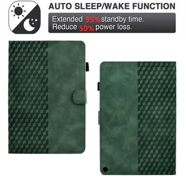 SKALO Amazon Fire HD 10/10 Plus (2021) Embossed PU-nahkainen Lompakkokotelo - Vihreä