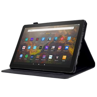 SKALO Amazon Fire HD 10/10 Plus (2021) Embossed PU-nahkainen Lompakkokotelo - Musta