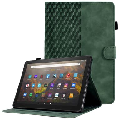 SKALO Amazon Fire HD 10/10 Plus (2021) Embossed PU-nahkainen Lompakkokotelo - Vihreä