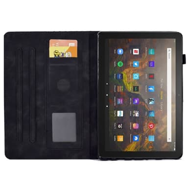 SKALO Amazon Fire HD 10/10 Plus (2021) Embossed PU-nahkainen Lompakkokotelo - Musta
