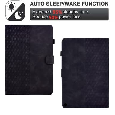 SKALO Amazon Fire HD 10/10 Plus (2021) Embossed PU-nahkainen Lompakkokotelo - Musta