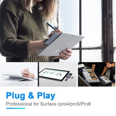 NÖRDIC USB-telakointiasema MicroSoft Surface Prolle 1xHDMI4k30Hz 2xUSB-A 5Gbps 1xRJ45 LAN ja 1xTF ja 1xSD
