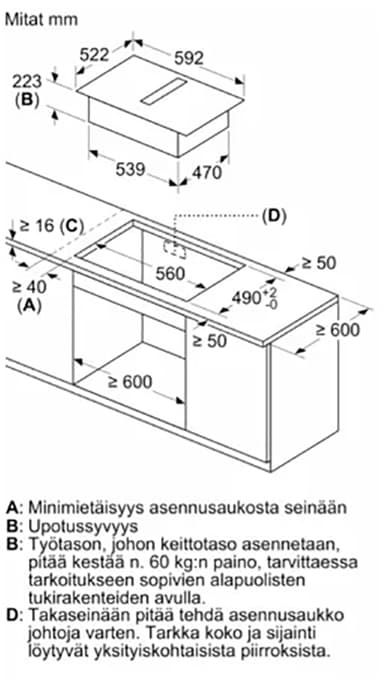 Siemens induktiotaso liesituulettimella  EH611BE15E (musta)