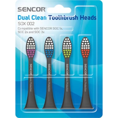SENCOR Hammasharjat 4 kpl pakkaus Sonic Protection Musta Refill
