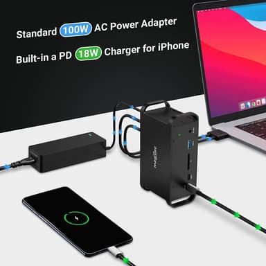 NÖRDIC 2–14 USB-C Macbook-telakointiaseman kaksoisnäyttöjä 2xHDMI 4K60Hz 7xUSB 1xUSB-C PD65W 1xRJ45 1xAudio 1xSD Thunderbolt 3/4 USB4
