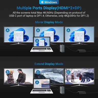 NÖRDIC 1-15 USB-C-telakointiaseman kolminkertainen näyttö 2xHDMI 1xDP 4K60Hz 7xUSB 1xUSB-C PD65W 1xRJ45 1xSD 1xMicro SD Thunderbolt 3/4 USB4