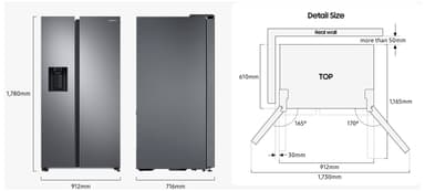 Samsung side-by-side jääkaappipakastin RS68CG883ES9EF
