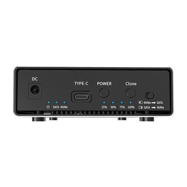 Maiwo USB-C ulkoinen kotelo kahdelle 2,5/3,5 tuuman HDD SATA:lle ja NVMe:lle kloonauksella