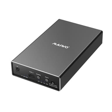 Maiwo USB-C ulkoinen kotelo kahdelle 2,5/3,5 tuuman HDD SATA:lle ja NVMe:lle kloonauksella