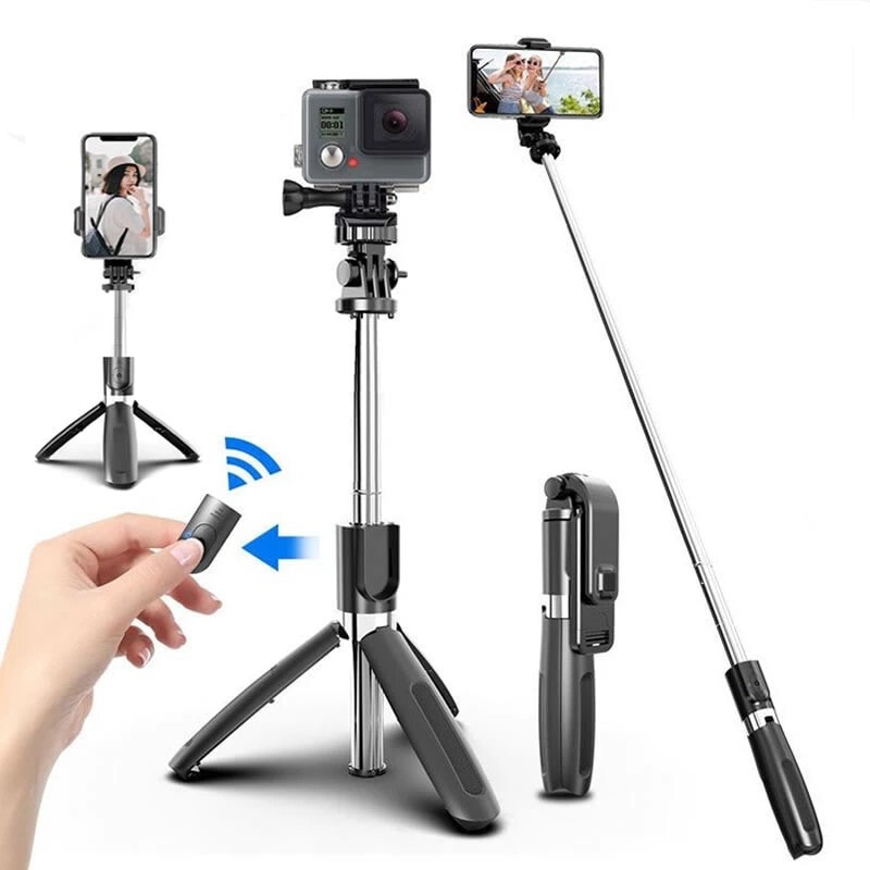 Selfie keppi/mobiilijalusta kaukosäätimellä kamera ja Gopro yhteensopiva 19-100 cm
