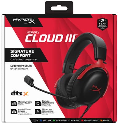 HyperX Cloud III pelikuulokkeet (musta/punainen)