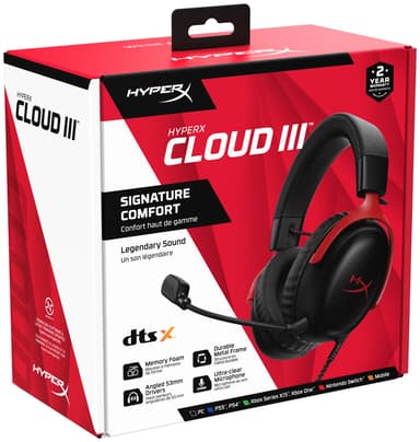 HyperX Cloud III pelikuulokkeet (musta/punainen)
