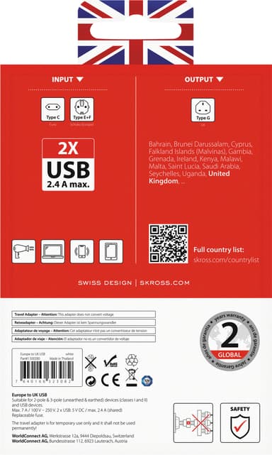SKross Eurooppa-Britannia USB matka-adapteri 322912