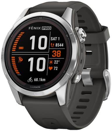 Garmin Fenix 7S Pro Solar älykello, 42 mm (hopea)