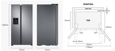 Samsung side-by-side jääkaappipakastin RS68CG885DB1/EF