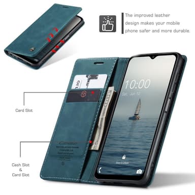 CASEME Retro Lompakkokotelo Samsung Galaxy A34 - Sininen