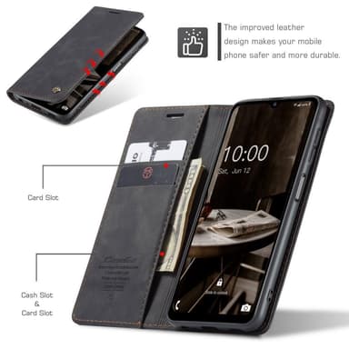 CASEME Retro Lompakkokotelo Samsung Galaxy A34 - Musta