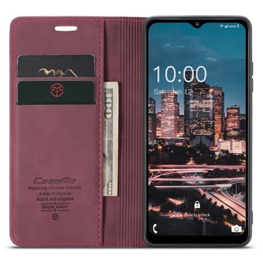 CASEME Retro Lompakkokotelo Samsung Galaxy A34 - Viininpunainen