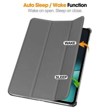 OnePlus Padille Tri-fold Stand Wake/Sleep Cover Tablet-kotelo - Harmaa
