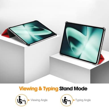 OnePlus Padille Tri-fold Stand Wake/Sleep Cover Tablet-kotelo - Punainen
