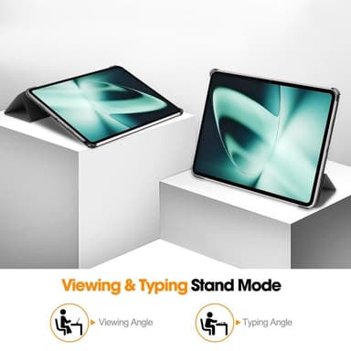 OnePlus Padille Tri-fold Stand Wake/Sleep Cover Tablet-kotelo - Harmaa