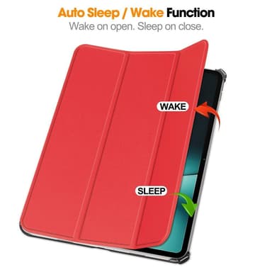 OnePlus Padille Tri-fold Stand Wake/Sleep Cover Tablet-kotelo - Punainen