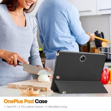 OnePlus Pad Tri-fold Stand Wake/Sleep Cover -tablettikotelo - musta
