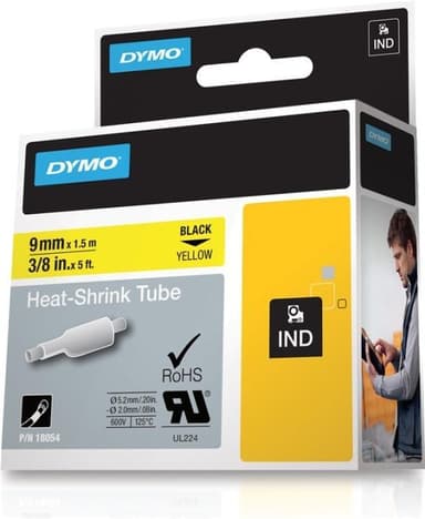 DYMO Rhino, merkattava kutisteputki, 9mm, Keltainen