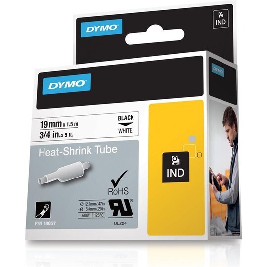 DYMO Rhino Professional, merkattava kutisteputki, 19x1,5 mm, valkoinen