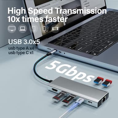 NÖRDIC 1-11 Telakointiasema 1xHDMI 4K60Hz 5xUSB3.0 5Gbps 1xRJ45 1xPD100W