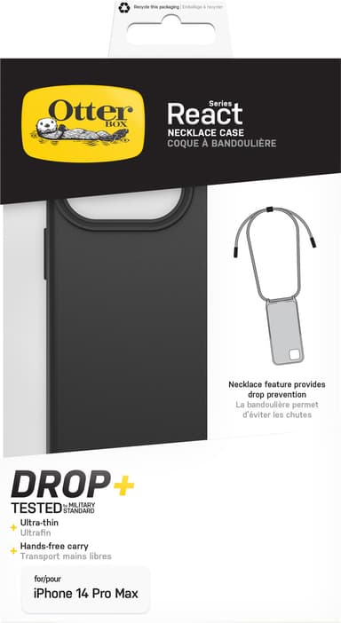 OtterBox React Necklace iPhone 14 Pro Max MagSafe suojakuori (musta)