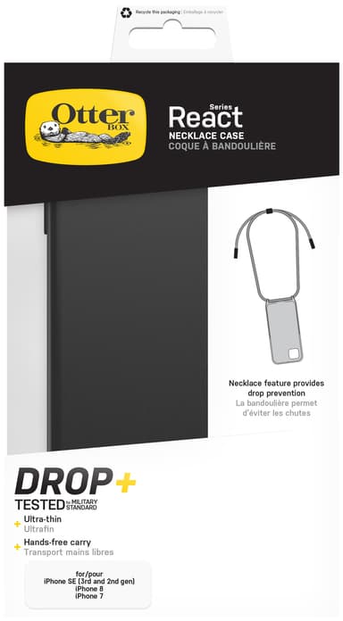 OtterBox React Necklace iPhone SE/8/7 MagSafe suojakuori (musta)